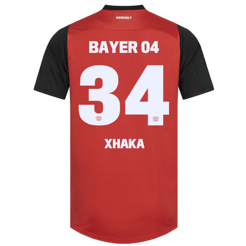 Vaikiškas Granit Xhaka #34 Raudona Juoda Namų Marškinėliai 2024/25 T-Shirt