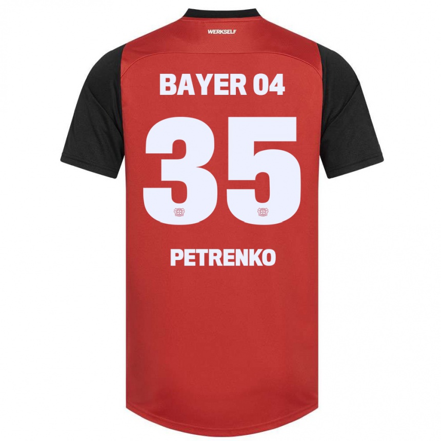 Vaikiškas Oleksandr Petrenko #35 Raudona Juoda Namų Marškinėliai 2024/25 T-Shirt