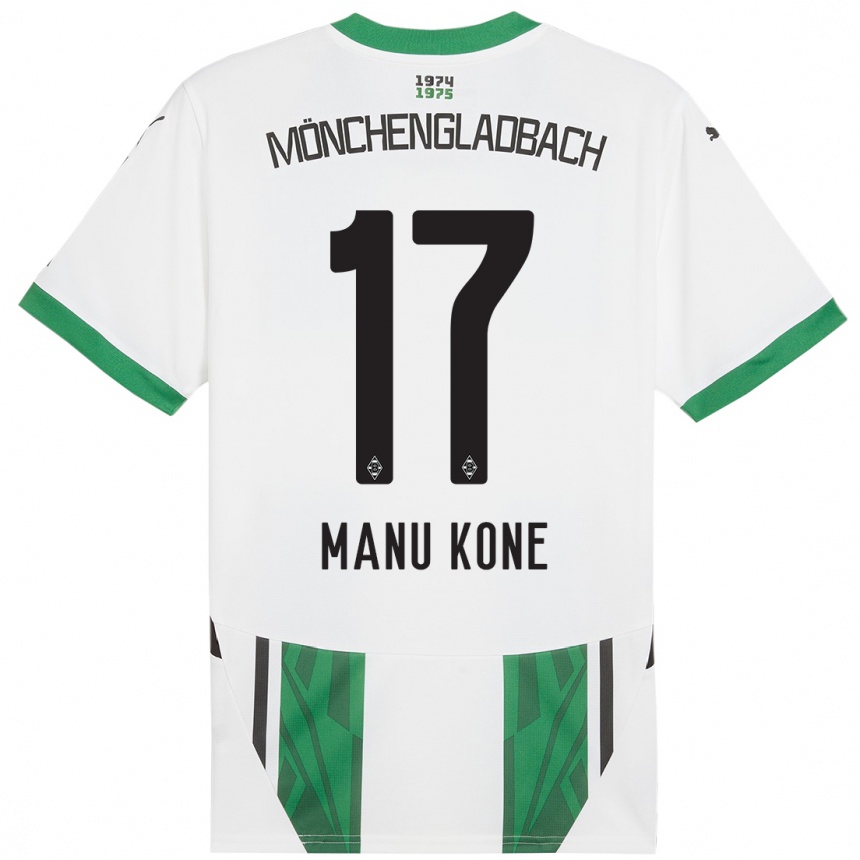 Vaikiškas Manu Koné #17 Balta Žalia Namų Marškinėliai 2024/25 T-Shirt