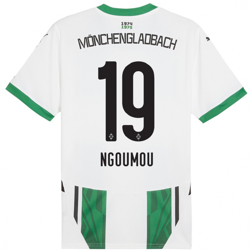 Vaikiškas Nathan Ngoumou #19 Balta Žalia Namų Marškinėliai 2024/25 T-Shirt