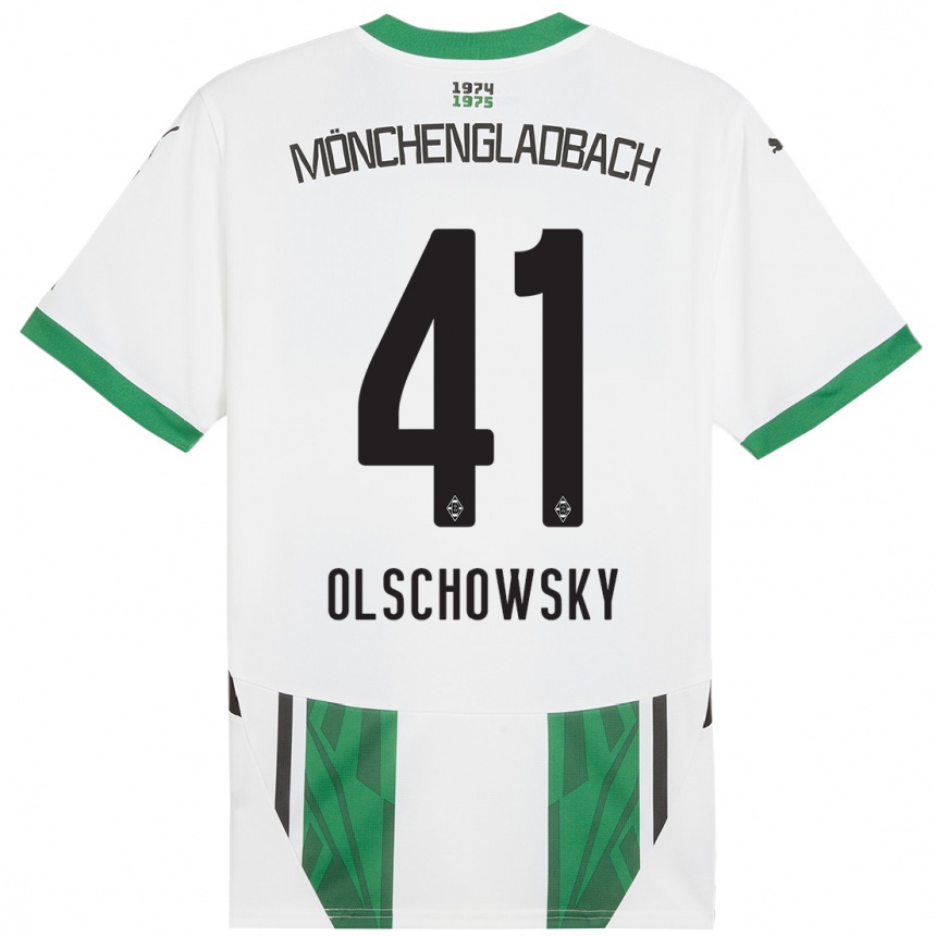 Vaikiškas Jan Olschowsky #41 Balta Žalia Namų Marškinėliai 2024/25 T-Shirt