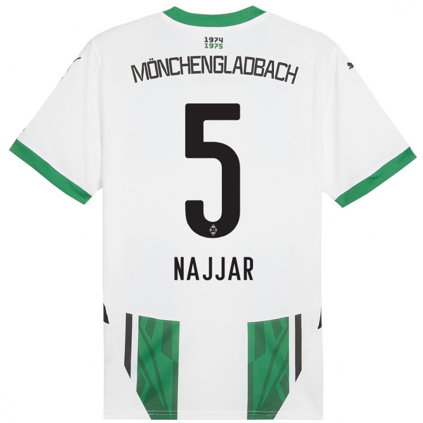 Vaikiškas Jamil Najjar #5 Balta Žalia Namų Marškinėliai 2024/25 T-Shirt