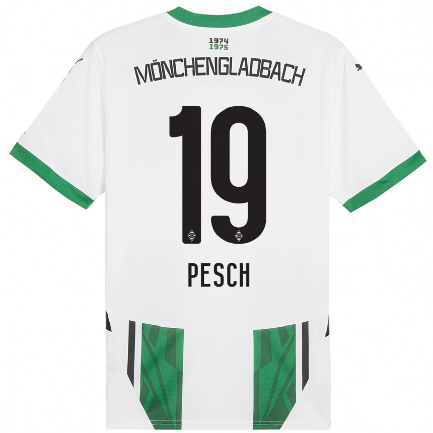 Vaikiškas Noah Pesch #19 Balta Žalia Namų Marškinėliai 2024/25 T-Shirt