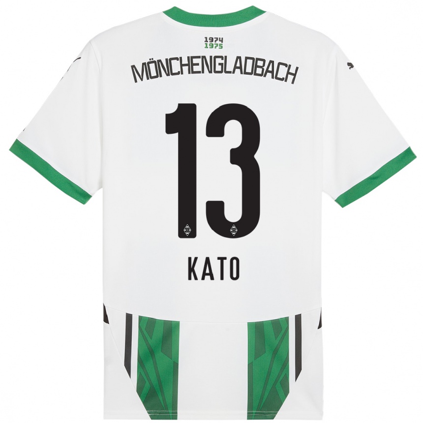 Vaikiškas Mizuho Kato #13 Balta Žalia Namų Marškinėliai 2024/25 T-Shirt