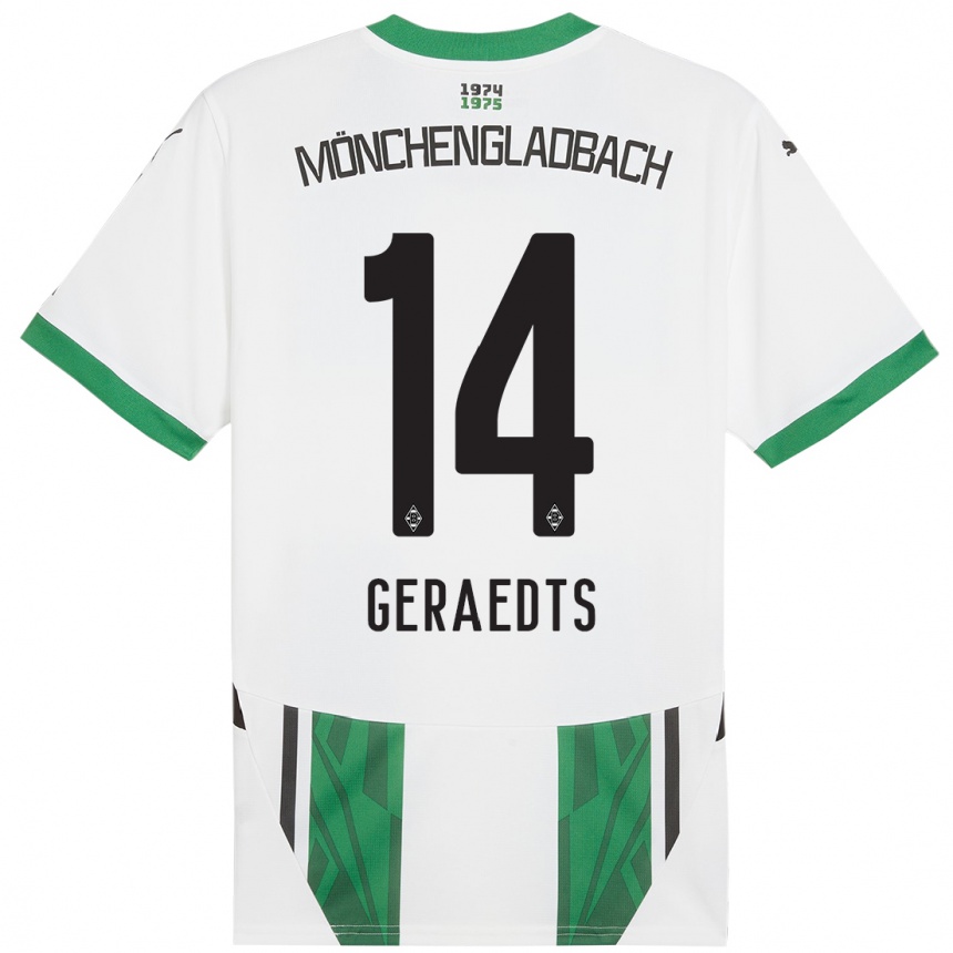 Vaikiškas Kelsey Geraedts #14 Balta Žalia Namų Marškinėliai 2024/25 T-Shirt