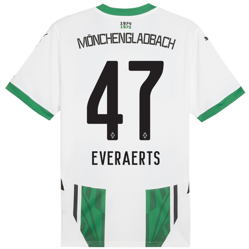 Vaikiškas Kim Everaerts #47 Balta Žalia Namų Marškinėliai 2024/25 T-Shirt