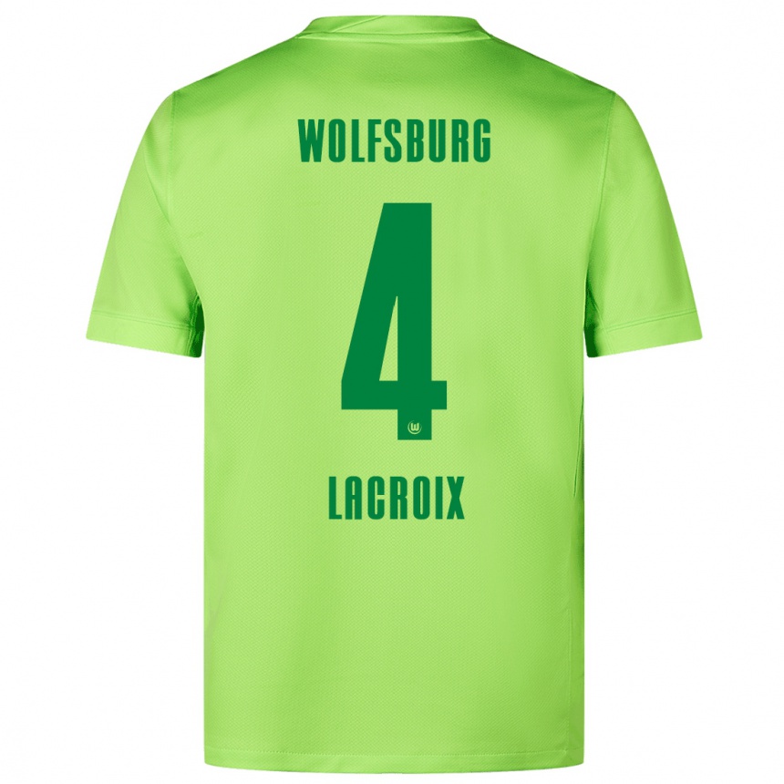 Vaikiškas Maxence Lacroix #4 Fluorescencinė Žalia Namų Marškinėliai 2024/25 T-Shirt