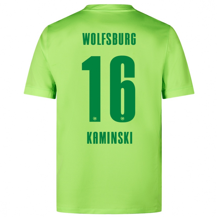 Vaikiškas Jakub Kaminski #16 Fluorescencinė Žalia Namų Marškinėliai 2024/25 T-Shirt