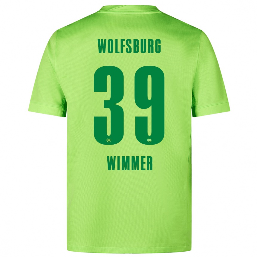 Vaikiškas Patrick Wimmer #39 Fluorescencinė Žalia Namų Marškinėliai 2024/25 T-Shirt