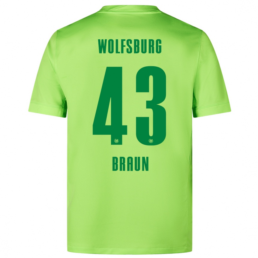 Vaikiškas Manuel Braun #43 Fluorescencinė Žalia Namų Marškinėliai 2024/25 T-Shirt