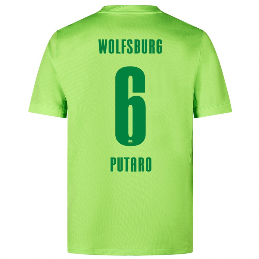 Vaikiškas Luca Putaro #6 Fluorescencinė Žalia Namų Marškinėliai 2024/25 T-Shirt