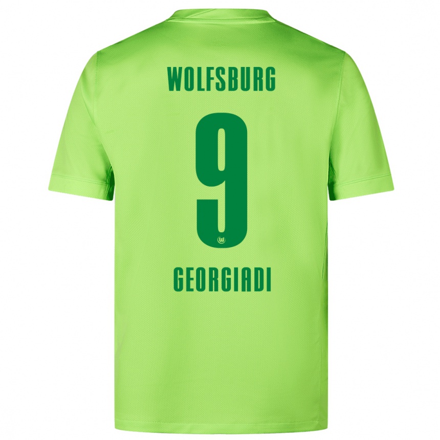 Vaikiškas Alexander Georgiadi #9 Fluorescencinė Žalia Namų Marškinėliai 2024/25 T-Shirt