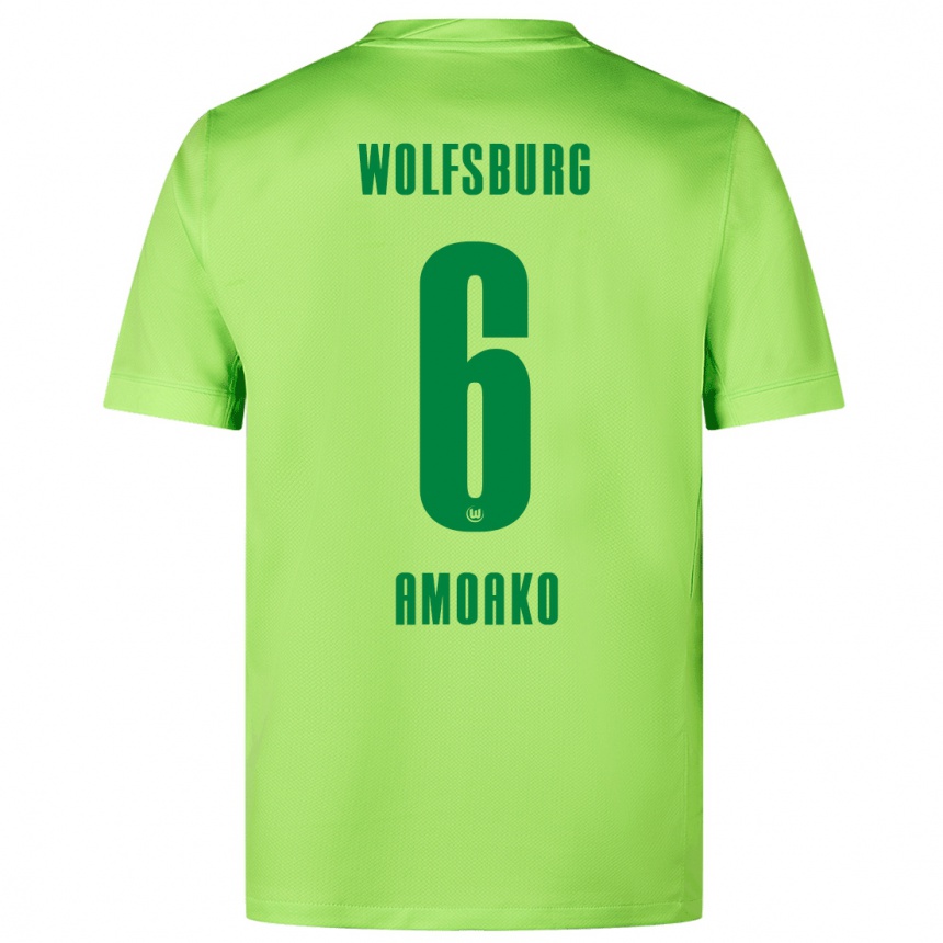 Vaikiškas Kofi Jeremy Amoako #6 Fluorescencinė Žalia Namų Marškinėliai 2024/25 T-Shirt