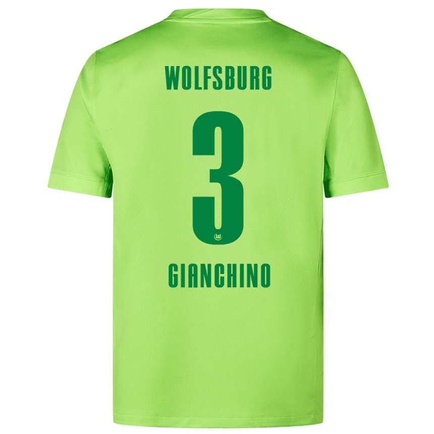 Vaikiškas Michele Gianchino #3 Fluorescencinė Žalia Namų Marškinėliai 2024/25 T-Shirt