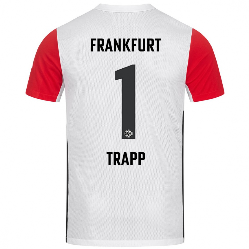 Vaikiškas Kevin Trapp #1 Balta Raudona Namų Marškinėliai 2024/25 T-Shirt