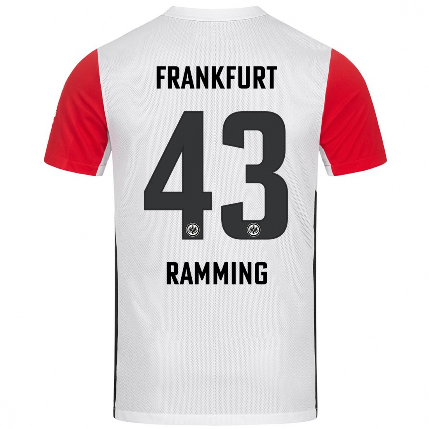 Vaikiškas Nils Ramming #43 Balta Raudona Namų Marškinėliai 2024/25 T-Shirt