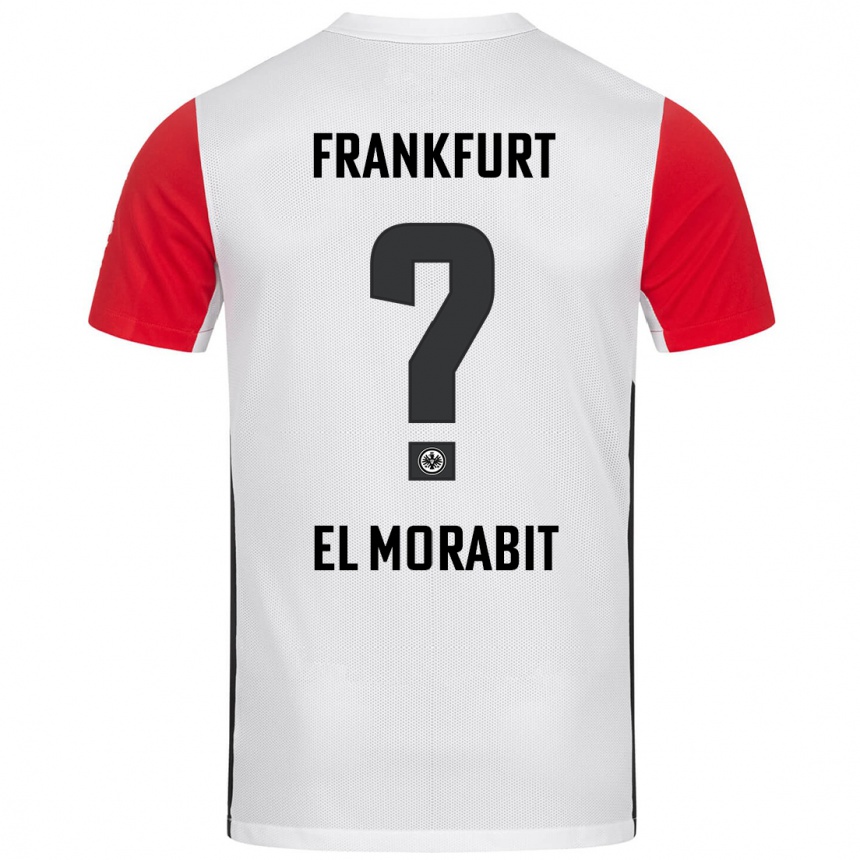 Vaikiškas Anas El Morabit #0 Balta Raudona Namų Marškinėliai 2024/25 T-Shirt