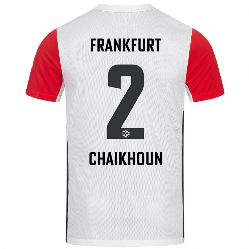 Vaikiškas Ayoub Chaikhoun #2 Balta Raudona Namų Marškinėliai 2024/25 T-Shirt