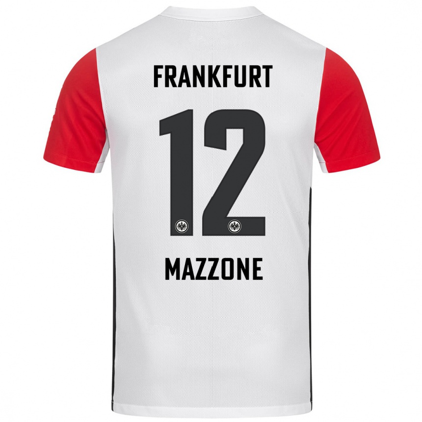 Vaikiškas Matteo Mazzone #12 Balta Raudona Namų Marškinėliai 2024/25 T-Shirt