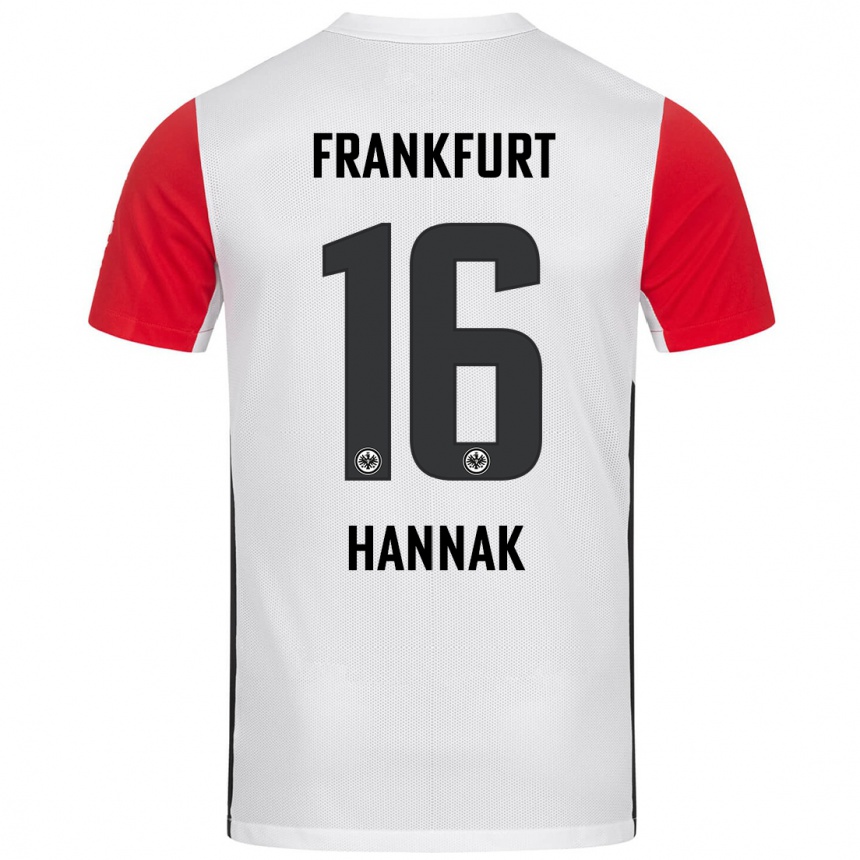 Vaikiškas Tim Hannak #16 Balta Raudona Namų Marškinėliai 2024/25 T-Shirt