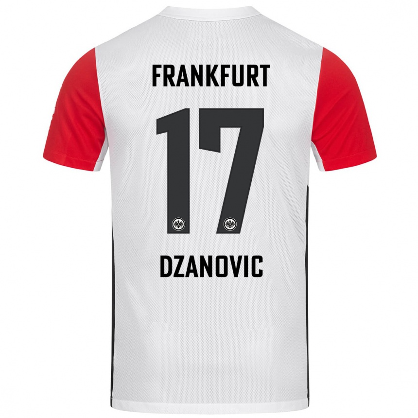 Vaikiškas Benjamin Dzanovic #17 Balta Raudona Namų Marškinėliai 2024/25 T-Shirt