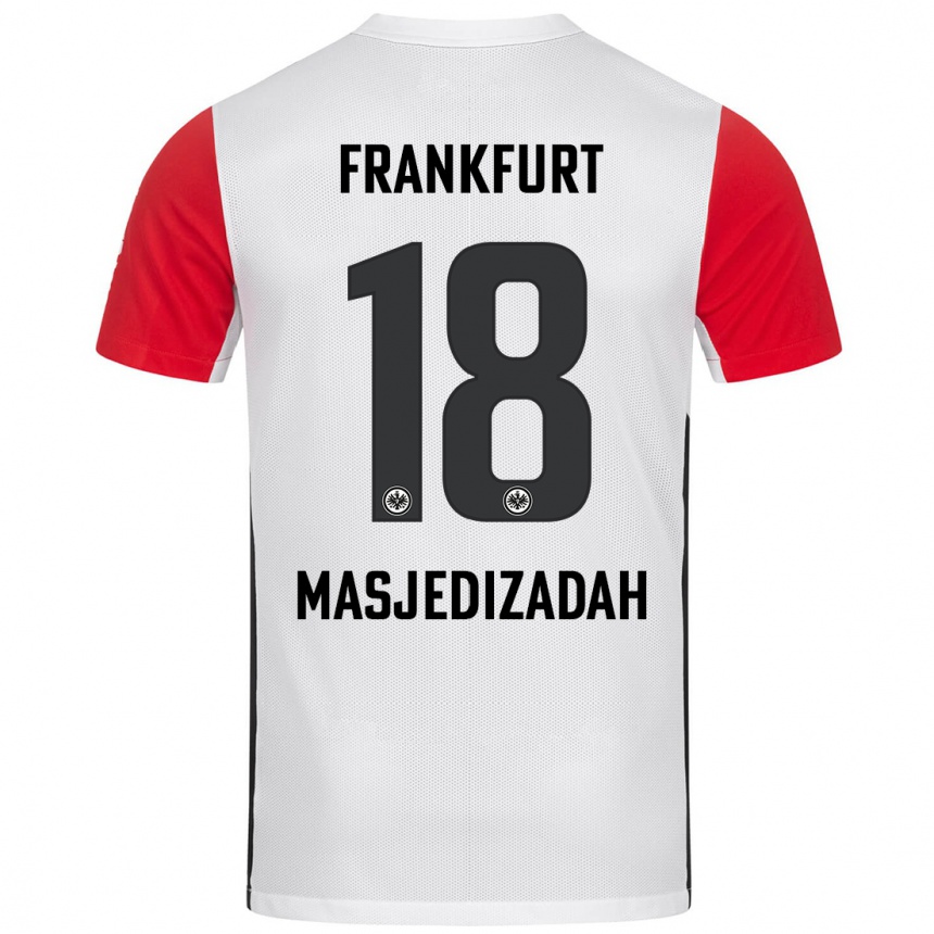 Vaikiškas Abolfazl Masjedizadah #18 Balta Raudona Namų Marškinėliai 2024/25 T-Shirt