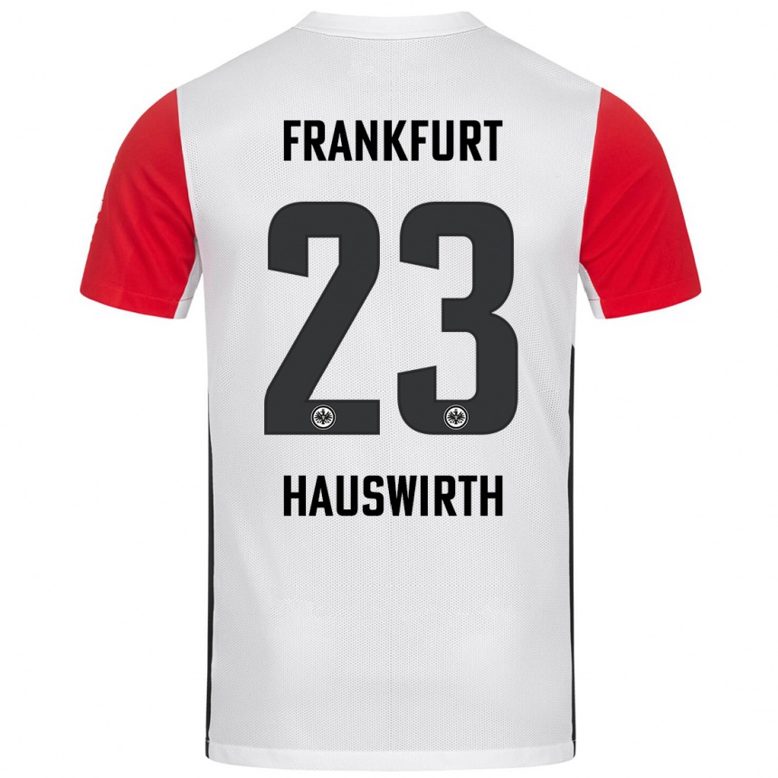 Vaikiškas Max Hauswirth #23 Balta Raudona Namų Marškinėliai 2024/25 T-Shirt