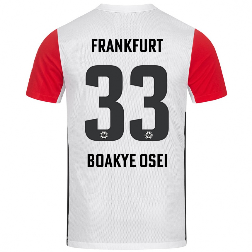 Vaikiškas Derek Boakye-Osei #33 Balta Raudona Namų Marškinėliai 2024/25 T-Shirt