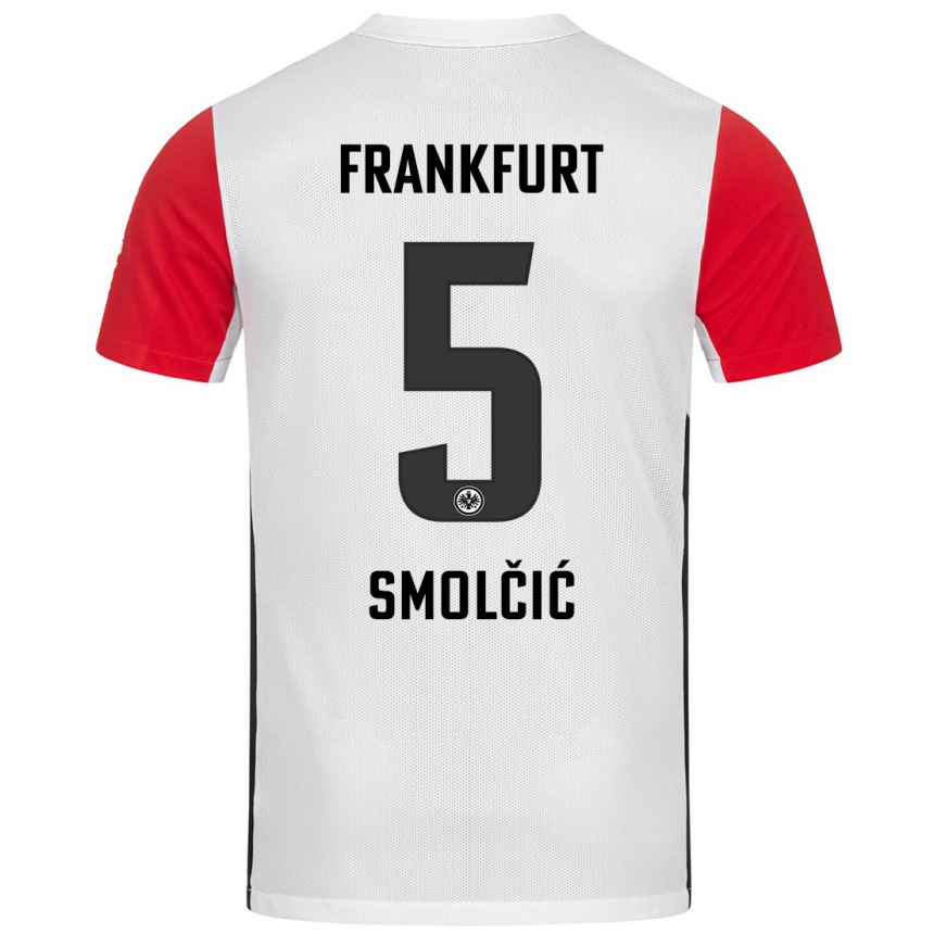 Vaikiškas Hrvoje Smolcic #5 Balta Raudona Namų Marškinėliai 2024/25 T-Shirt