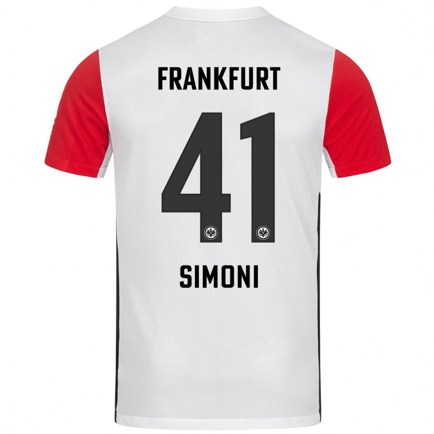 Vaikiškas Simon Simoni #41 Balta Raudona Namų Marškinėliai 2024/25 T-Shirt