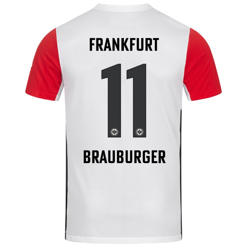 Vaikiškas Maximilian Brauburger #11 Balta Raudona Namų Marškinėliai 2024/25 T-Shirt