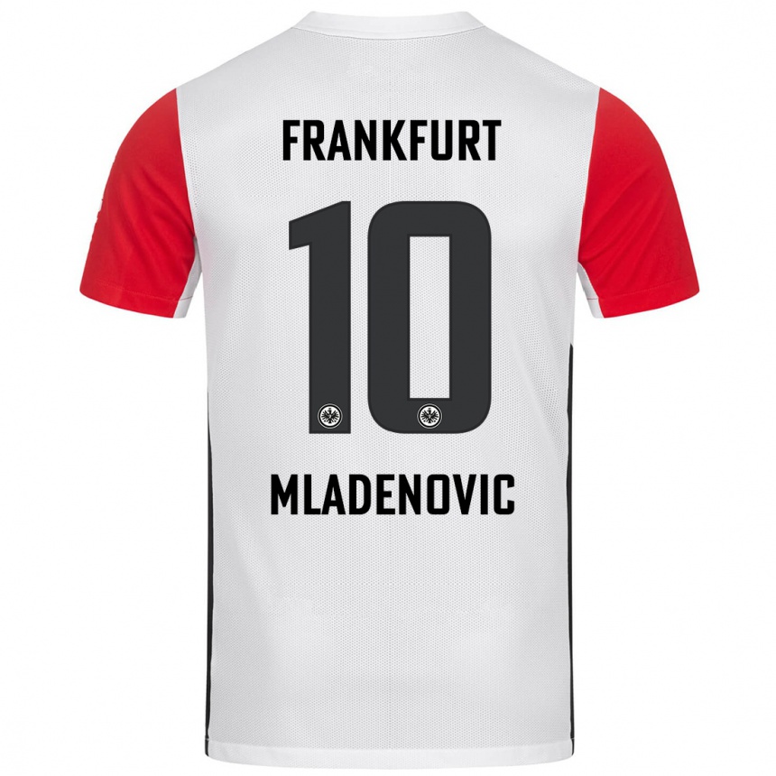 Vaikiškas Marko Mladenovic #10 Balta Raudona Namų Marškinėliai 2024/25 T-Shirt