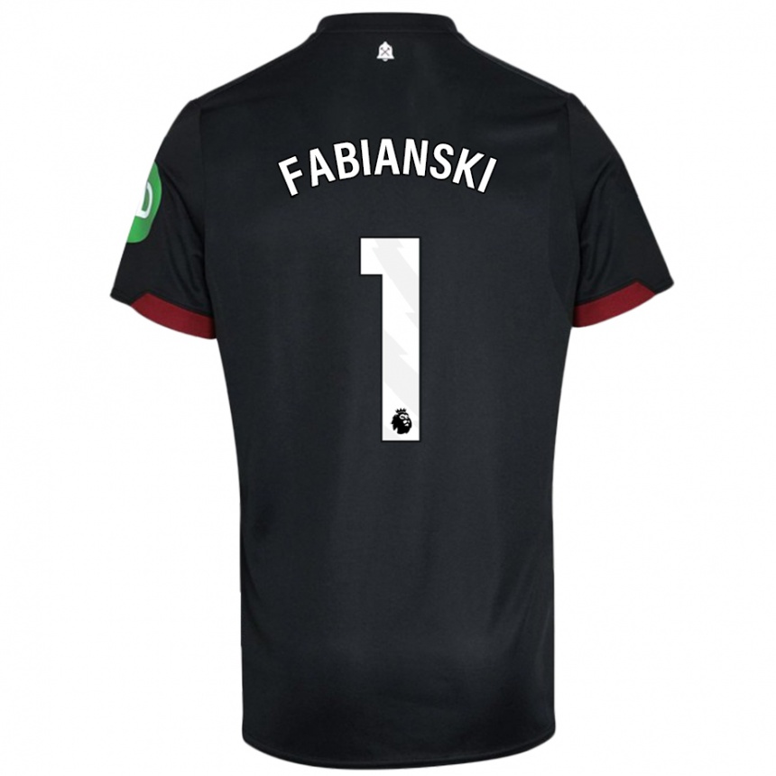 Vaikiškas Lukasz Fabianski #1 Juoda Balta Išvykos Marškinėliai 2024/25 T-Shirt