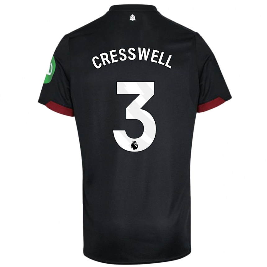 Vaikiškas Aaron Cresswell #3 Juoda Balta Išvykos Marškinėliai 2024/25 T-Shirt