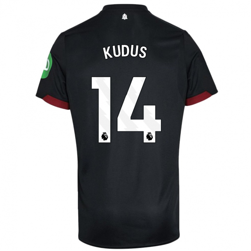 Vaikiškas Mohammed Kudus #14 Juoda Balta Išvykos Marškinėliai 2024/25 T-Shirt