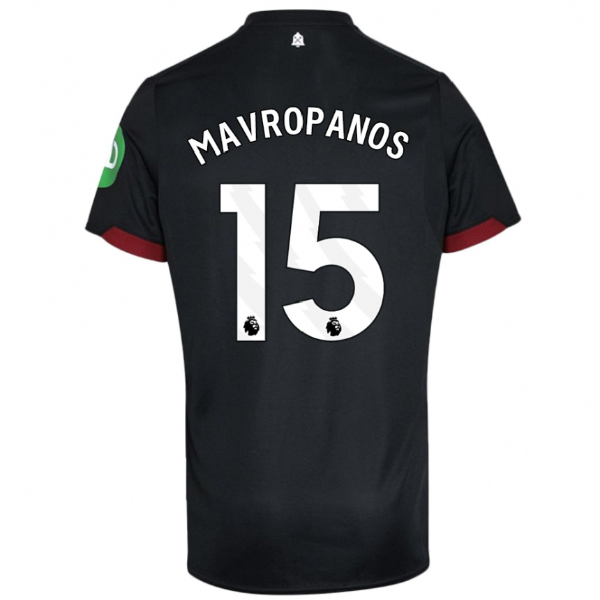 Vaikiškas Konstantinos Mavropanos #15 Juoda Balta Išvykos Marškinėliai 2024/25 T-Shirt