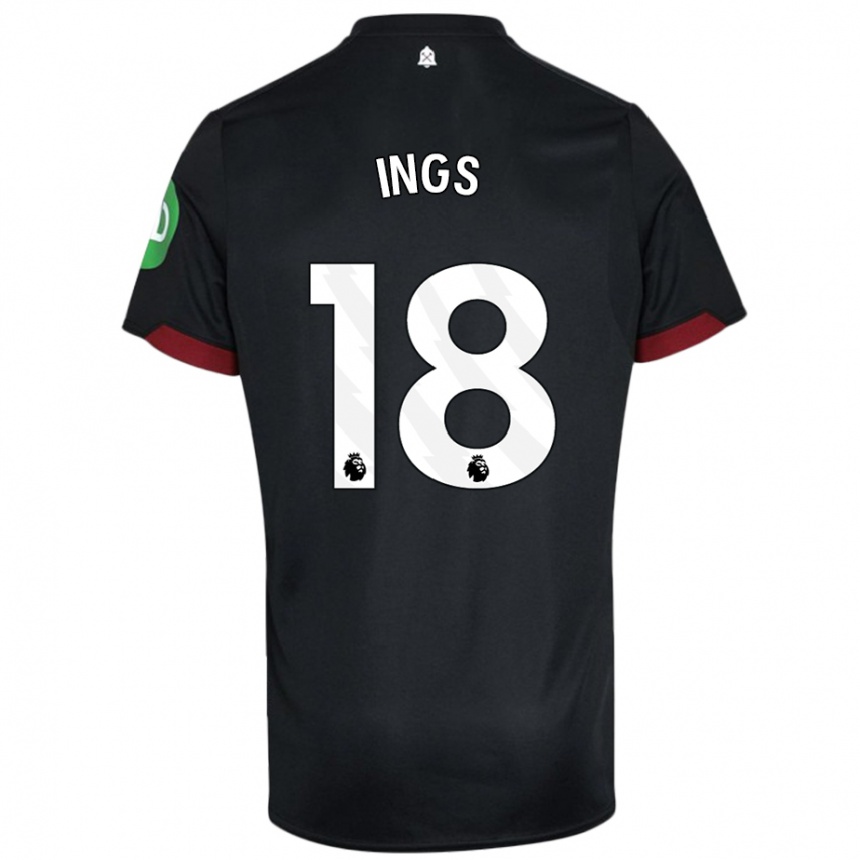 Vaikiškas Danny Ings #18 Juoda Balta Išvykos Marškinėliai 2024/25 T-Shirt