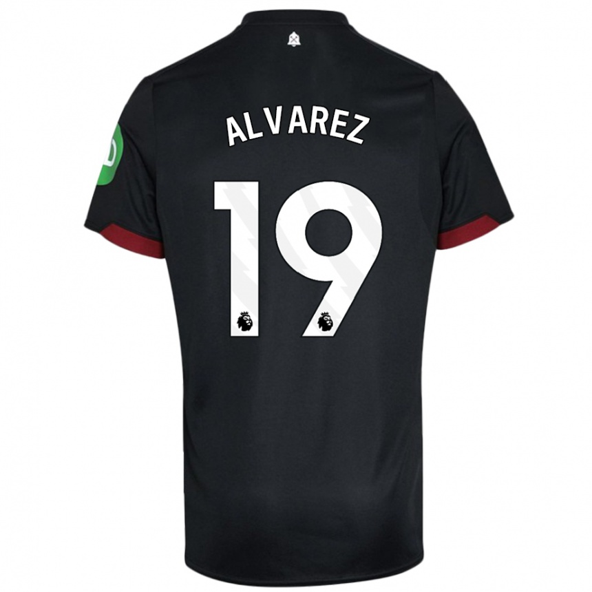 Vaikiškas Edson Alvarez #19 Juoda Balta Išvykos Marškinėliai 2024/25 T-Shirt