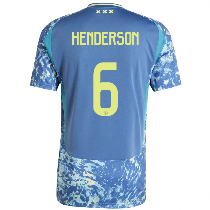 Vaikiškas Jordan Henderson #6 Pilka Mėlyna Geltona Išvykos Marškinėliai 2024/25 T-Shirt