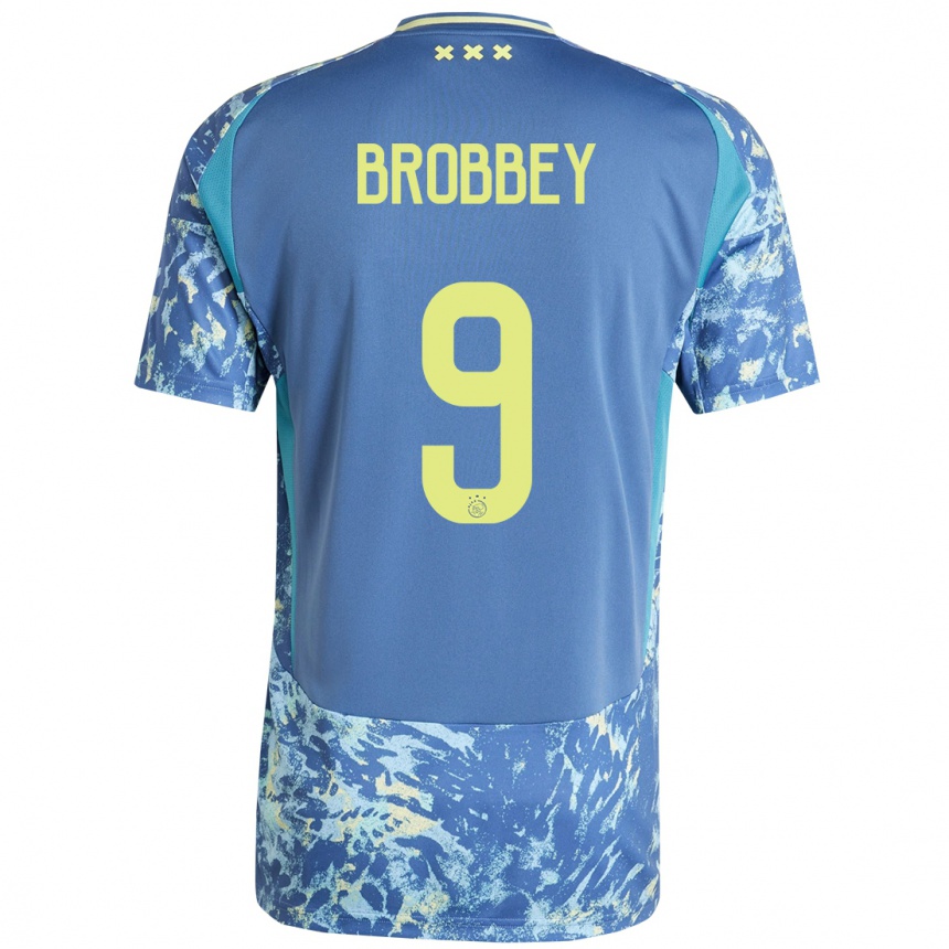 Vaikiškas Brian Brobbey #9 Pilka Mėlyna Geltona Išvykos Marškinėliai 2024/25 T-Shirt