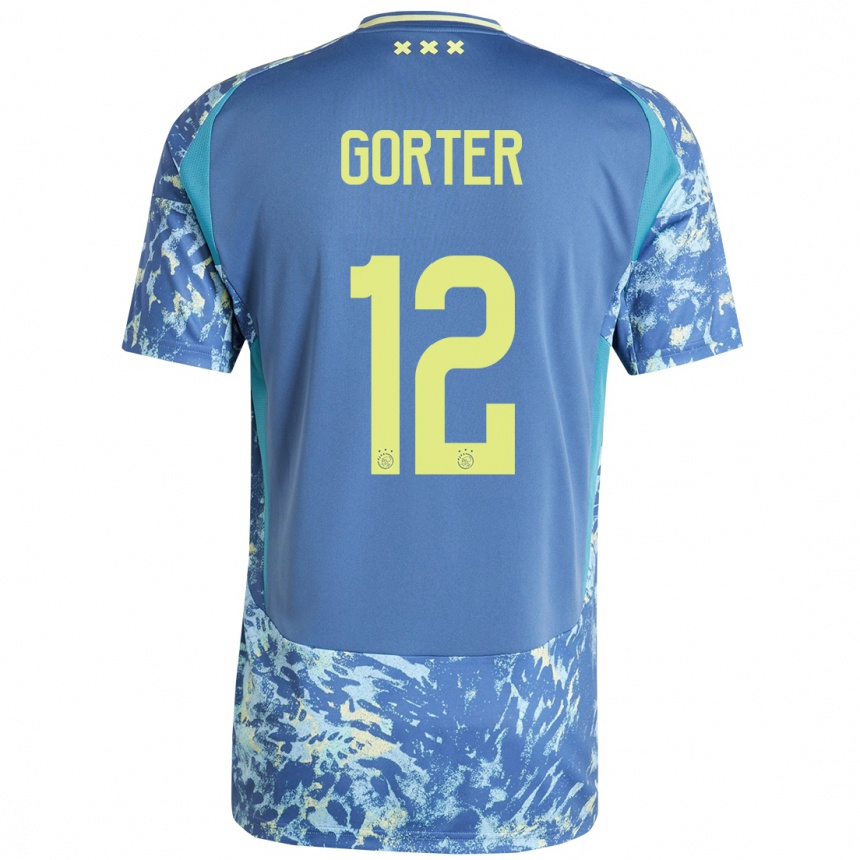 Vaikiškas Jay Gorter #12 Pilka Mėlyna Geltona Išvykos Marškinėliai 2024/25 T-Shirt