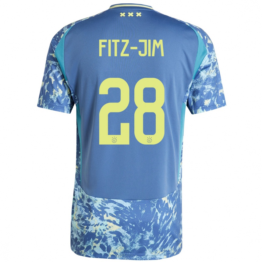 Vaikiškas Kian Fitz-Jim #28 Pilka Mėlyna Geltona Išvykos Marškinėliai 2024/25 T-Shirt