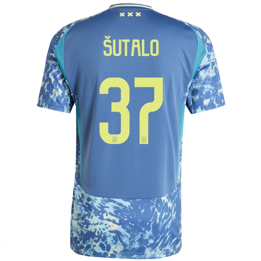 Vaikiškas Josip Sutalo #37 Pilka Mėlyna Geltona Išvykos Marškinėliai 2024/25 T-Shirt