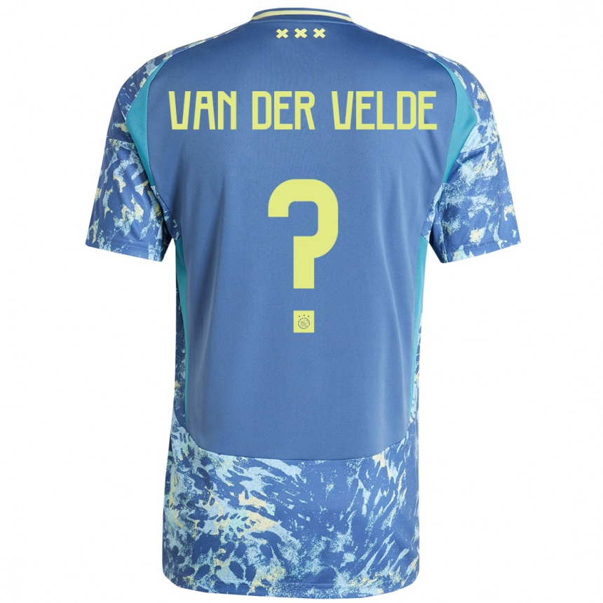 Vaikiškas Valentijn Van Der Velde #0 Pilka Mėlyna Geltona Išvykos Marškinėliai 2024/25 T-Shirt