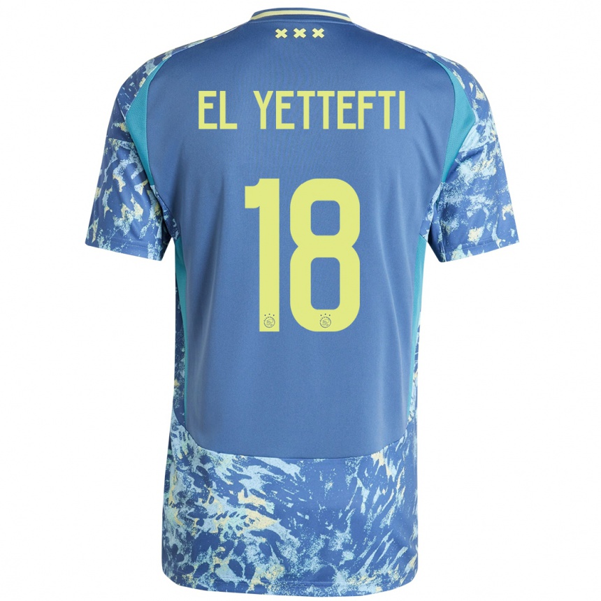 Vaikiškas Adil Amghar El Yettefti #18 Pilka Mėlyna Geltona Išvykos Marškinėliai 2024/25 T-Shirt