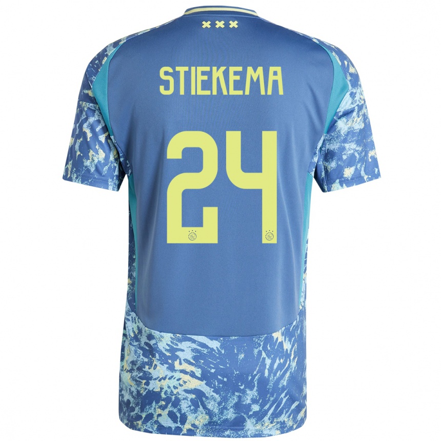 Vaikiškas Iris Stiekema #24 Pilka Mėlyna Geltona Išvykos Marškinėliai 2024/25 T-Shirt