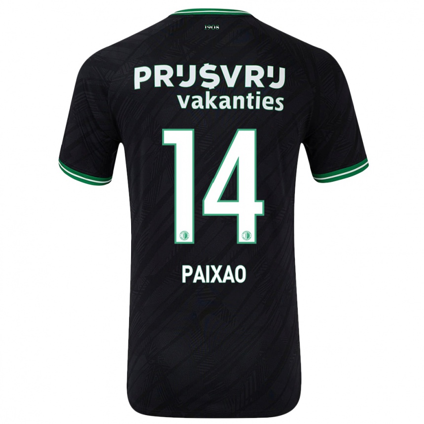 Vaikiškas Igor Paixão #14 Juoda Žalia Išvykos Marškinėliai 2024/25 T-Shirt