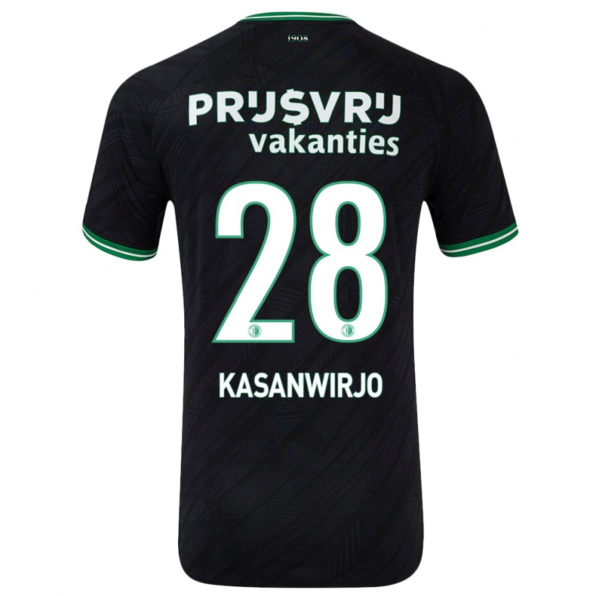 Vaikiškas Neraysho Kasanwirjo #28 Juoda Žalia Išvykos Marškinėliai 2024/25 T-Shirt