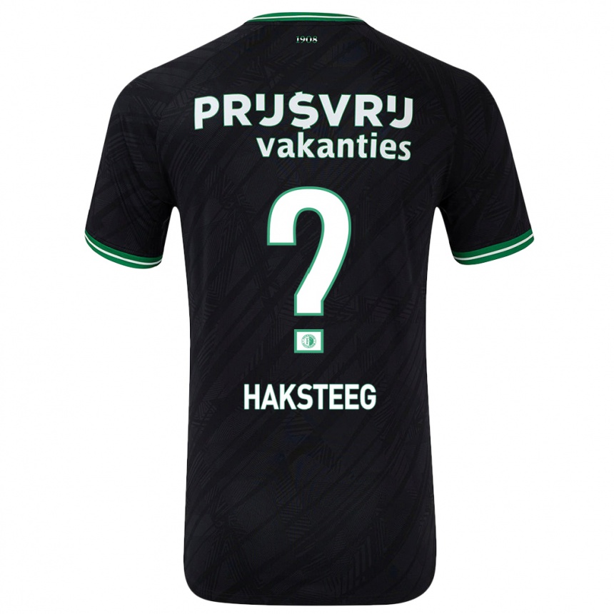 Vaikiškas Tim Haksteeg #0 Juoda Žalia Išvykos Marškinėliai 2024/25 T-Shirt