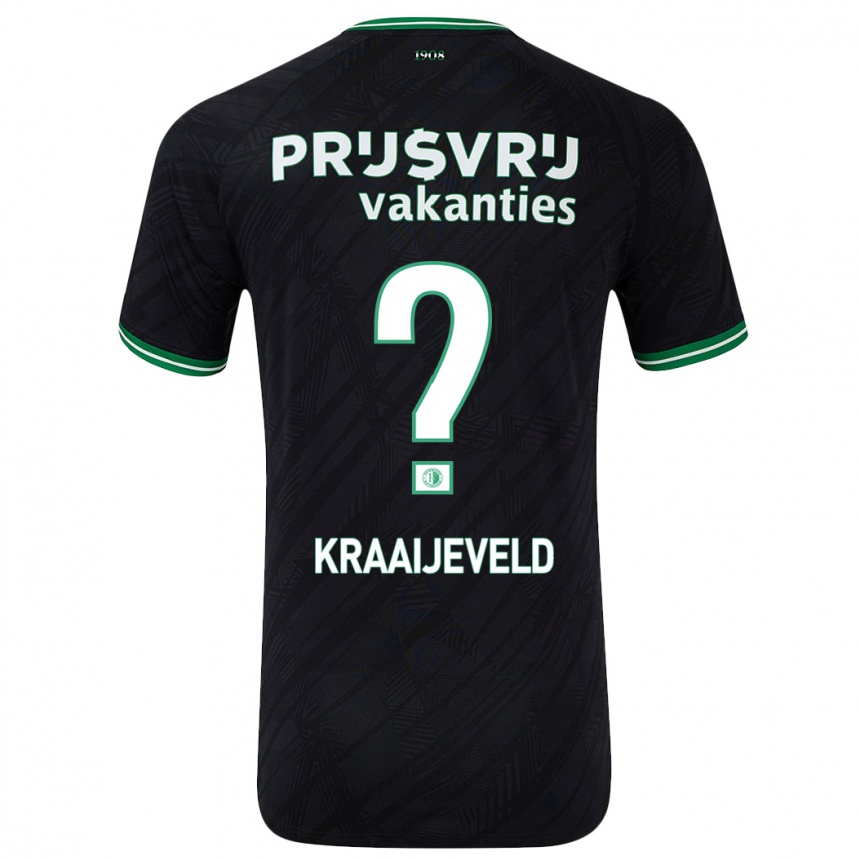 Vaikiškas Thijs Kraaijeveld #0 Juoda Žalia Išvykos Marškinėliai 2024/25 T-Shirt